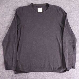 Fat‎ Face Sweater Mens Large Gray Gunmetal Crewneck Cotton Cashmere Pullover